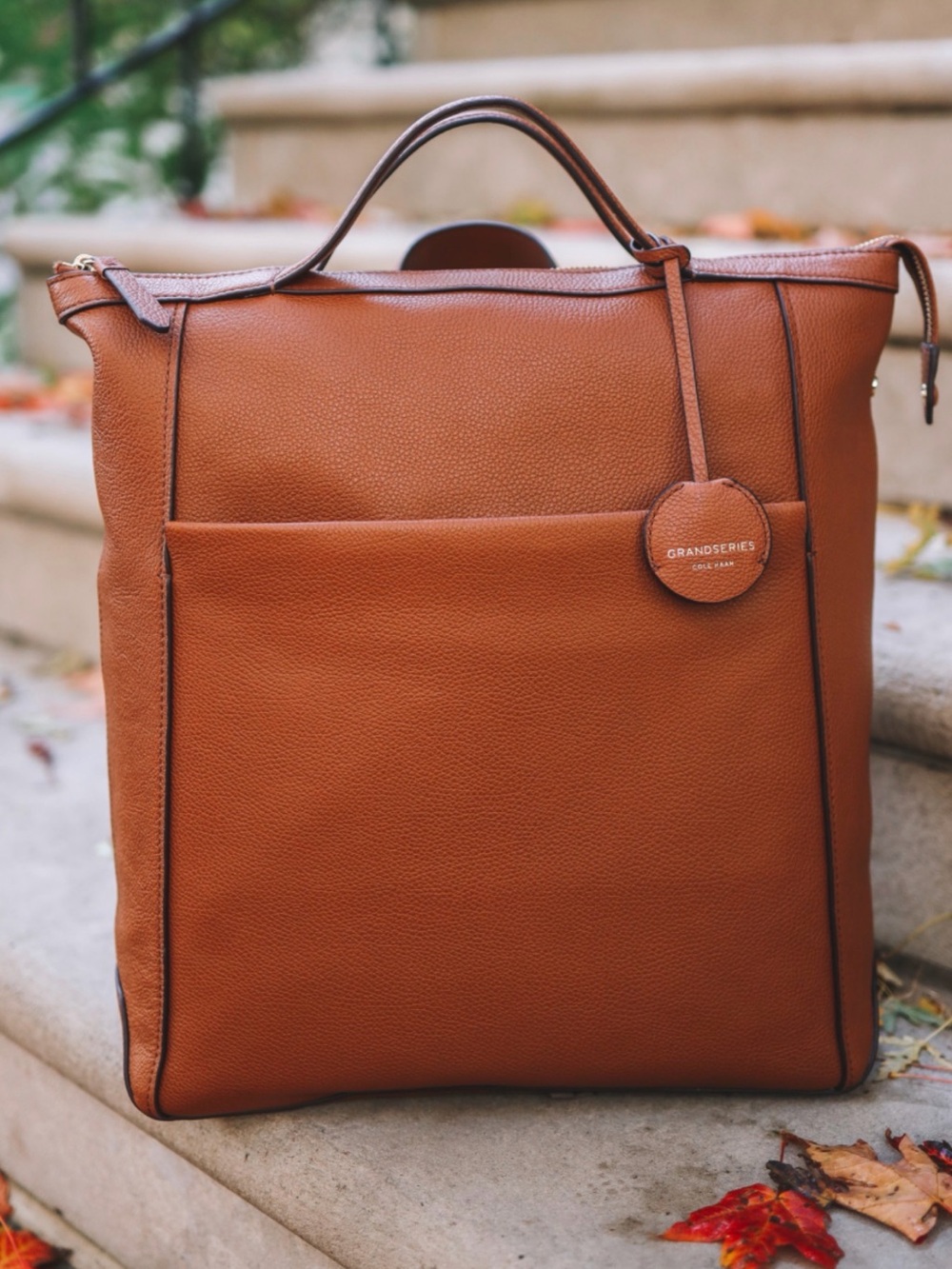 Cole Haan Tan Leather Convertible Backpack Tote